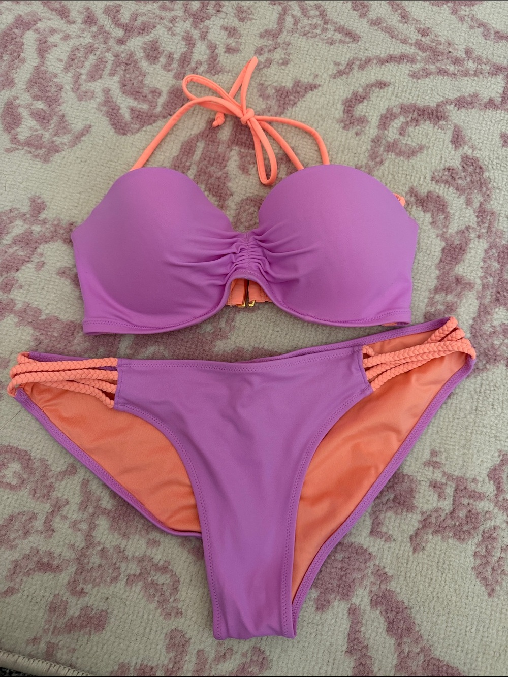 Victoria's Secret Purple & Coral Bandeau Bikini Set